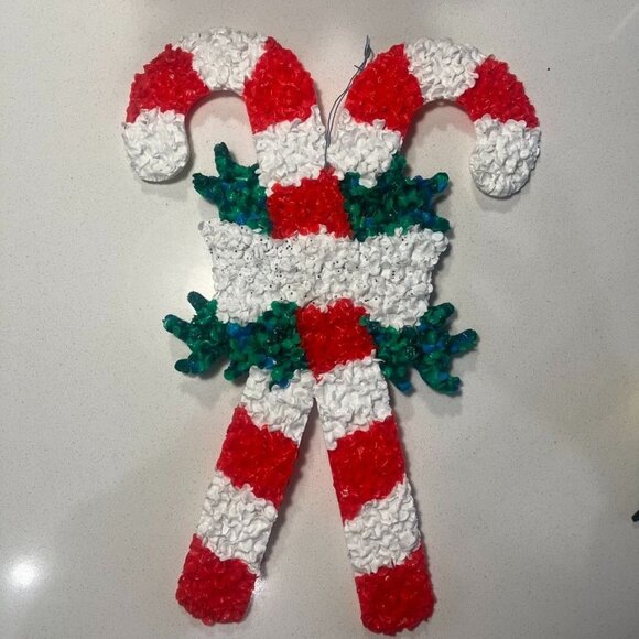 Vintage 1970s Handmade Candy Cane Christmas Decoration USA New Condition - Picture 1 of 4